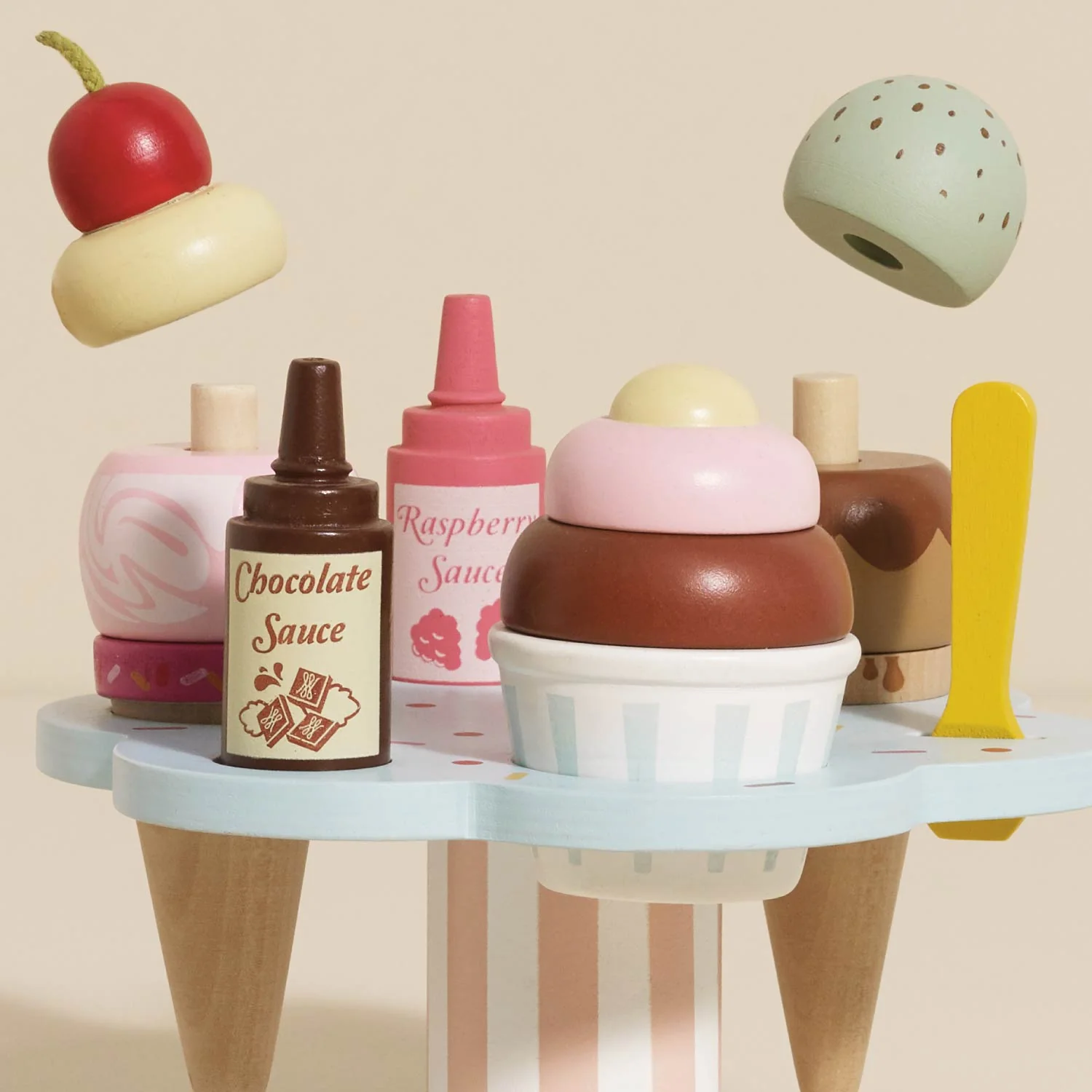 Wooden Ice Cream Stand & Toppings - Image 4