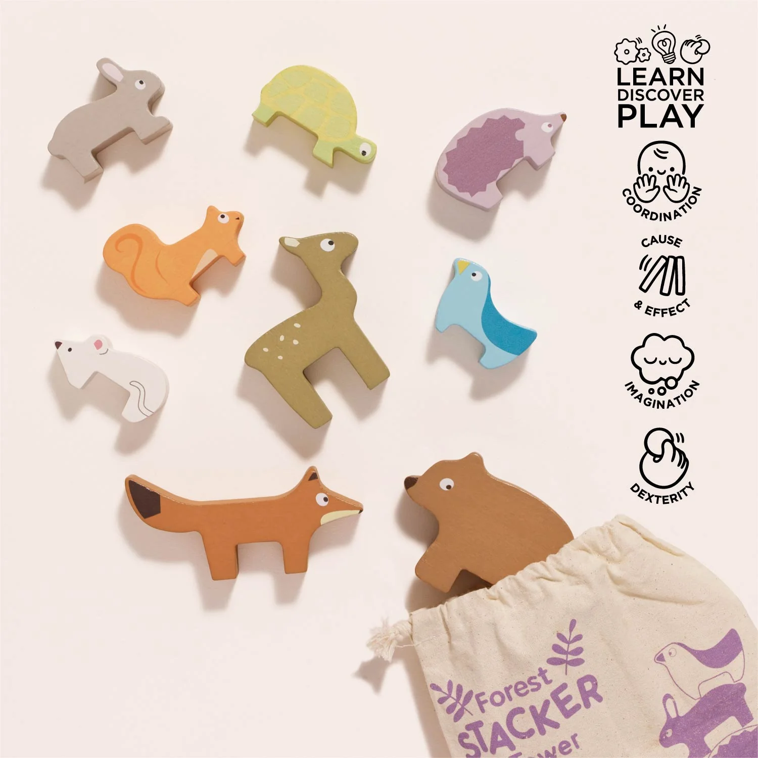 Woodland Stacking Forest Animals & Bag - Image 3