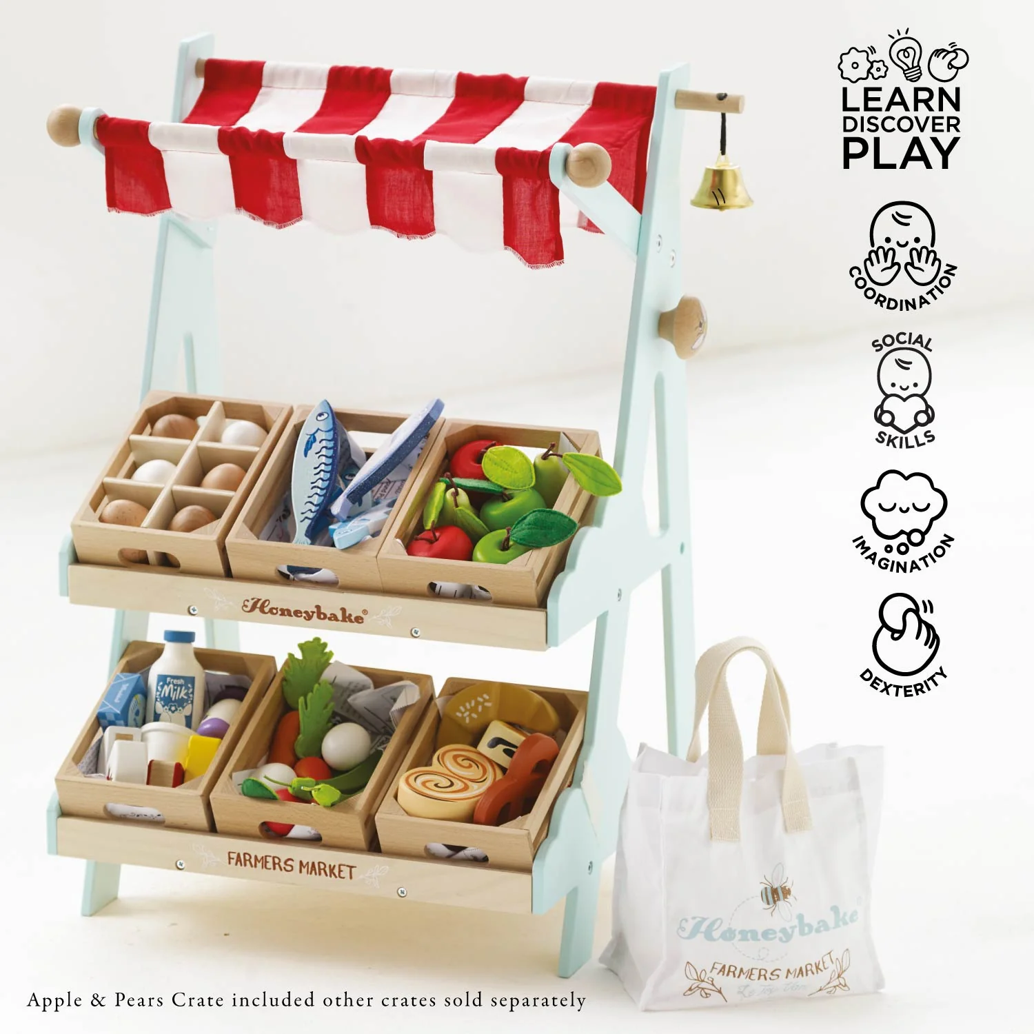 Wooden Market Stall & Fruit Play Food Crate - Image 3