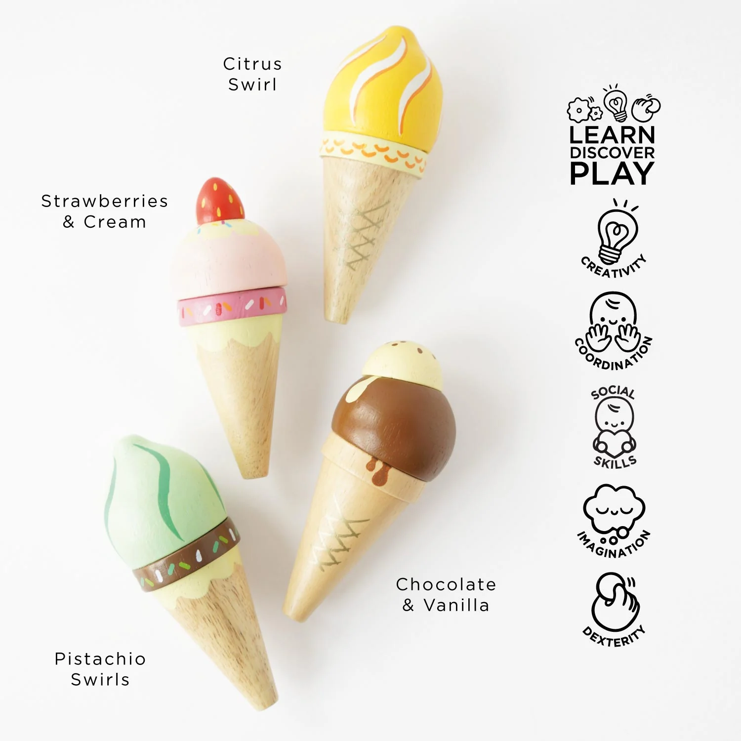 Wooden Ice Cream Cones Set - Image 3