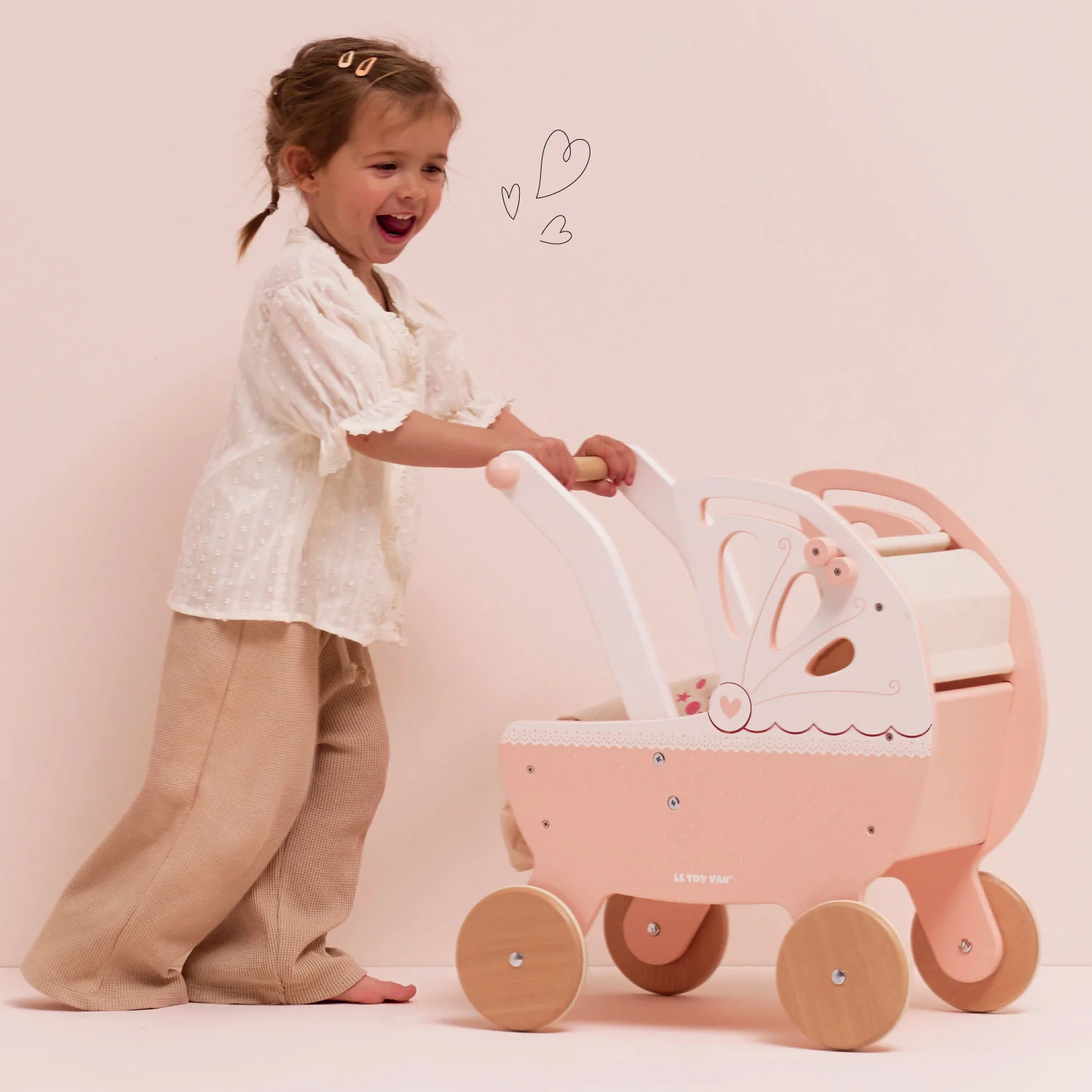 Retro Wooden Doll Stroller - Image 4