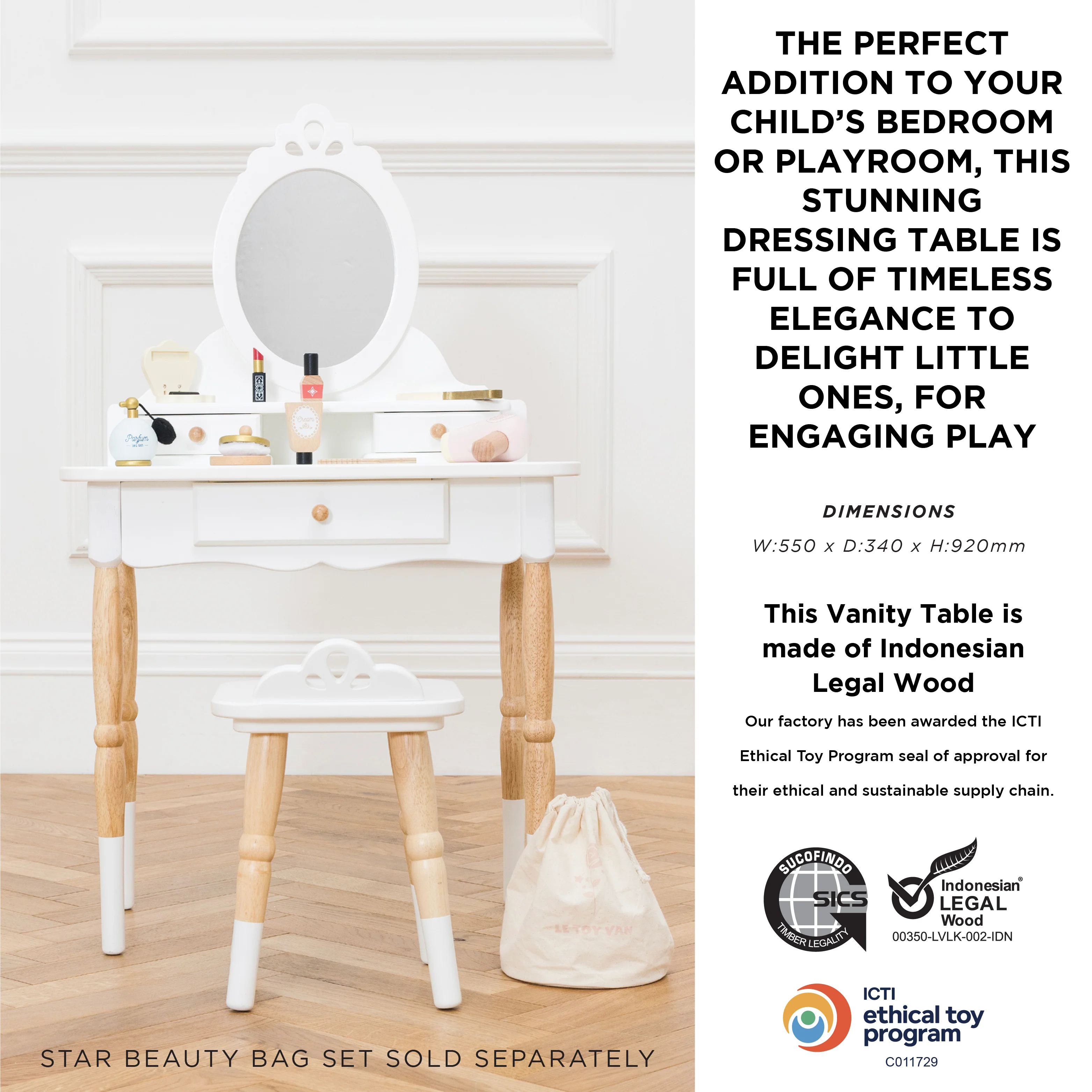 Dressing-up Vanity Table & Stool - Image 8
