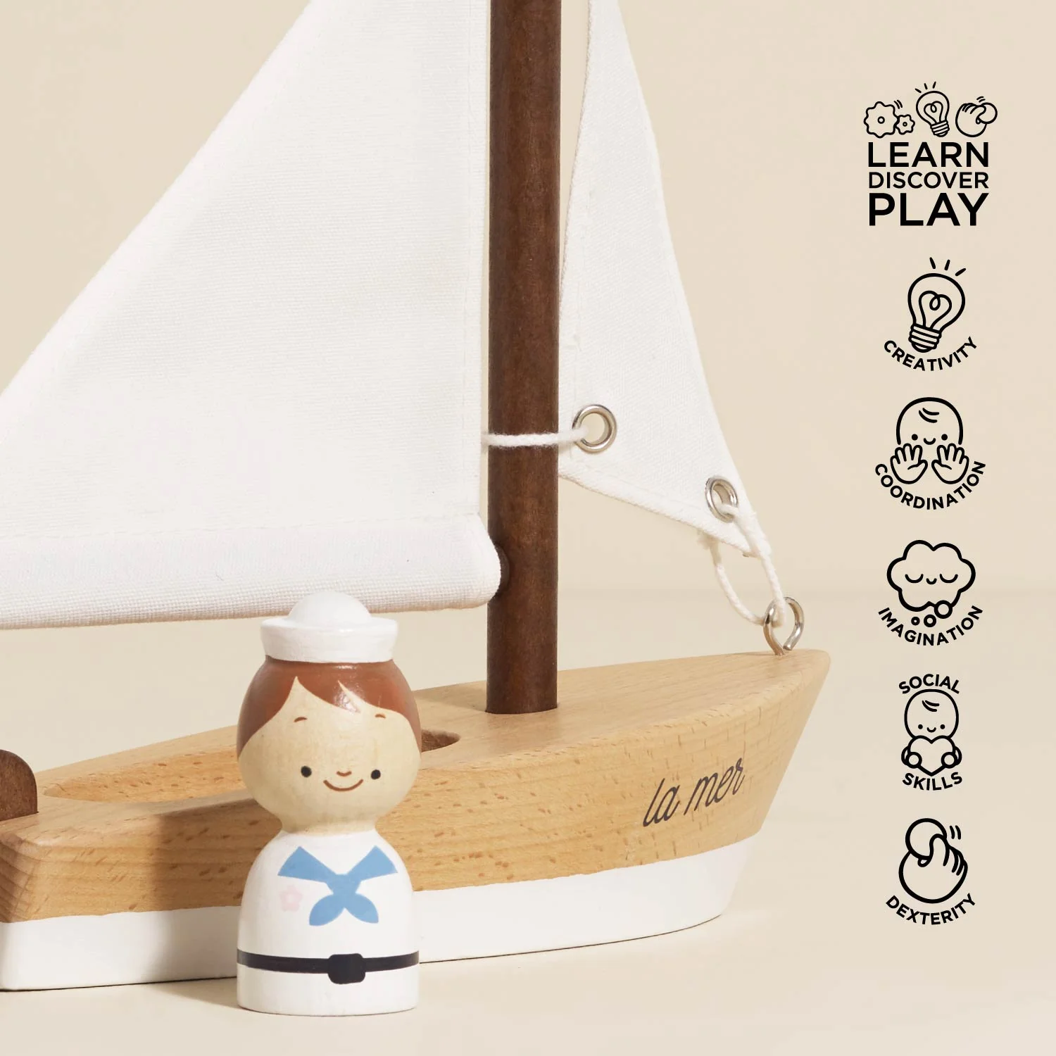 Wooden Sailing Boat & Captain - Image 3